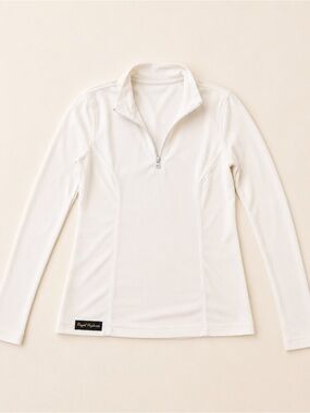 Royal Sport White Long Sleeve Zip Mock Neck Top